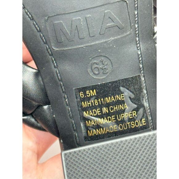 MIA Sandals Size 6.5 Double Strap Braided Black Slip On High Heels - Picture 7 of 8